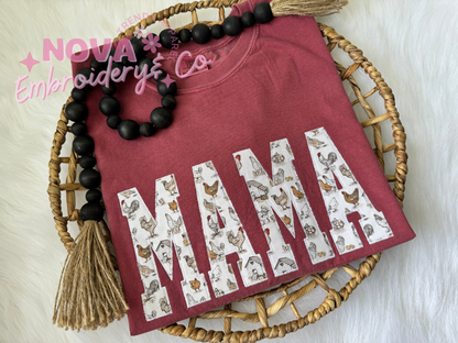 Mama Applique with Chicken Fabric