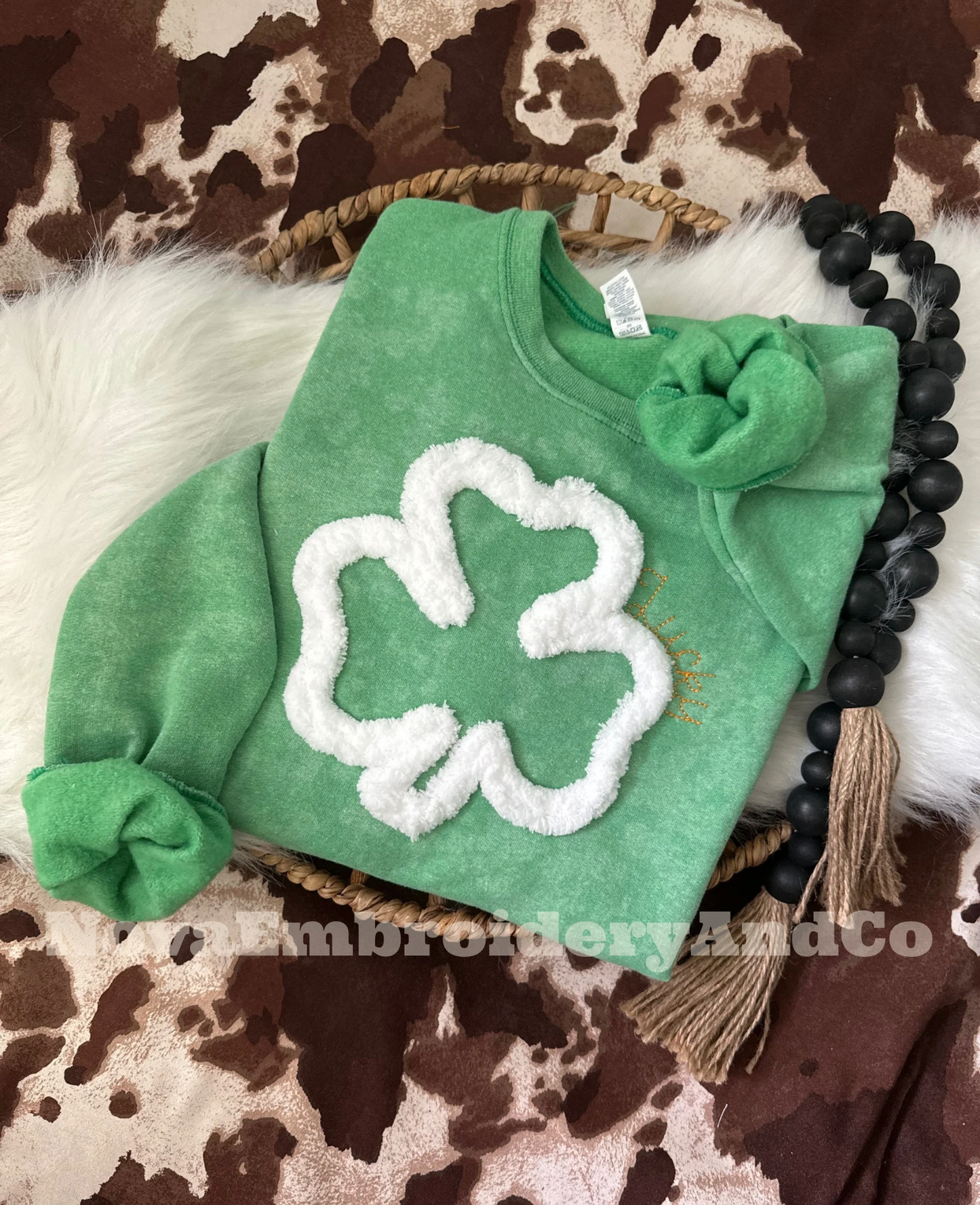 Hand Dyed St. Patricks Day Clover Sweatshirt