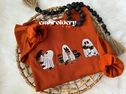 Halloween Ghost Sweatshirt, Ghost Rottweiler Sweater, Dog Lover Gift, Womens Halloween Sweater, Dog Halloween Sweater, Spooky Season Sweater